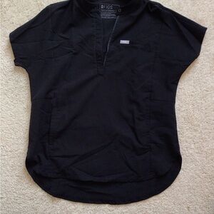 Figs black zip scrub top